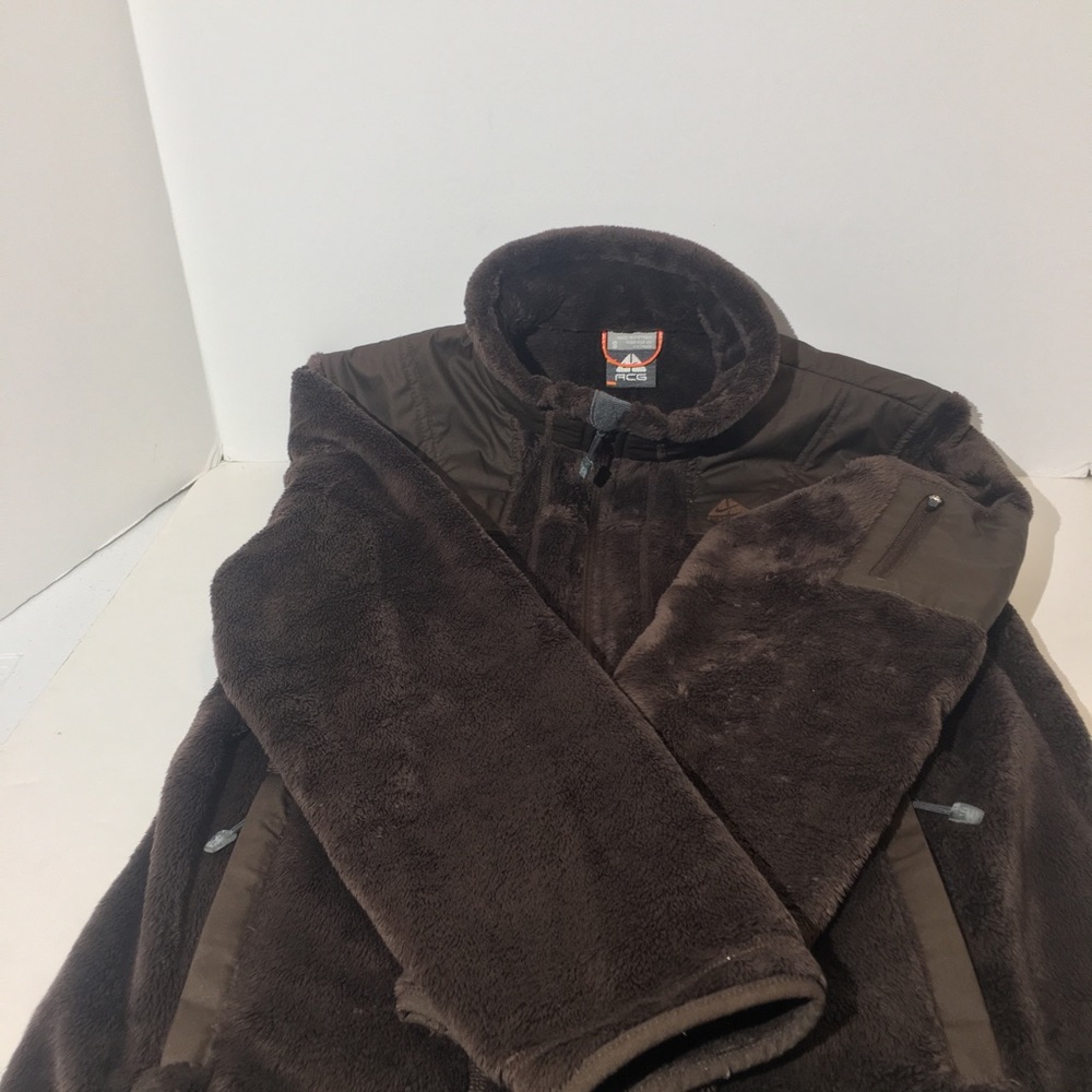 Nike ACG Zip Up Brown Sherpa Fleece Jacket North Face Style womans size Small - Picture 2 of 5
